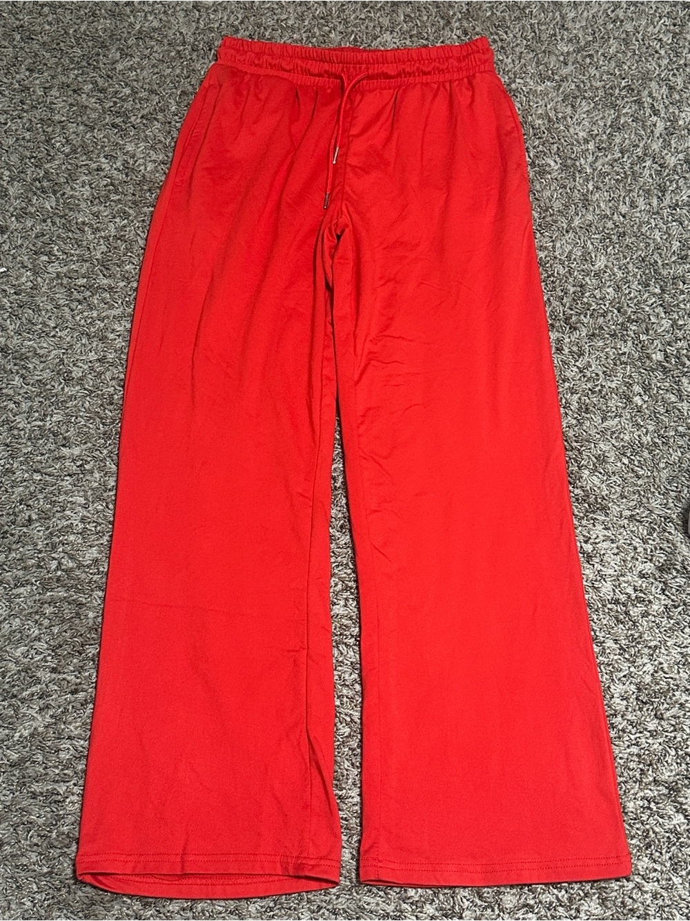 Women's Red Wide-Leg Jogger Pants with Drawstring Waist